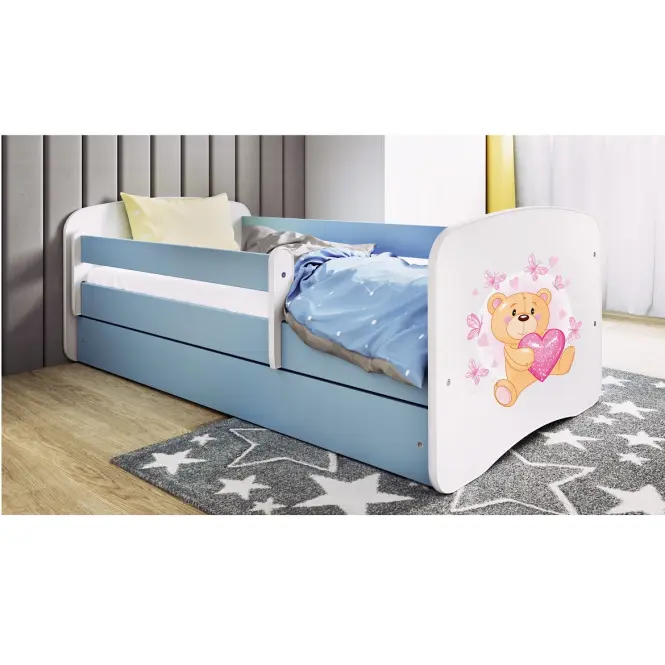 Detská Posteľ Babydreams+Sz+M Modrá 70x140 Medveď s motýľmi,5