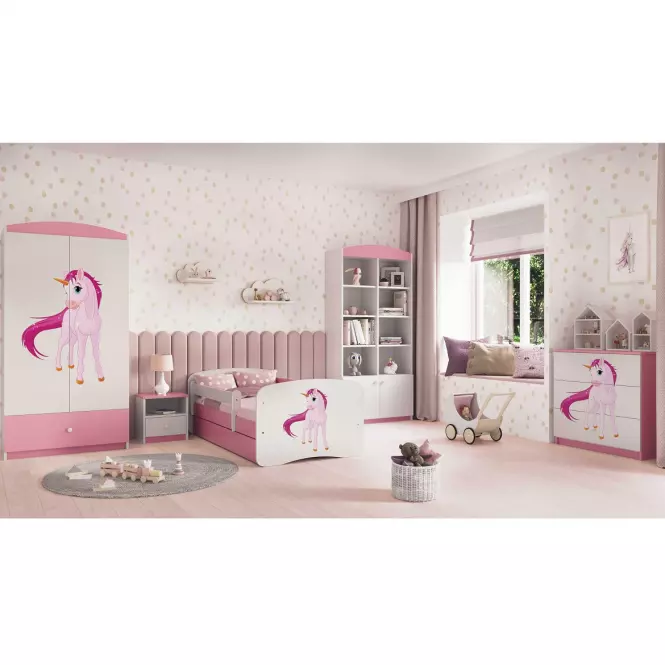 Detská Posteľ. Babydreams+Sz+M Ružová 70x140 Jednorožec