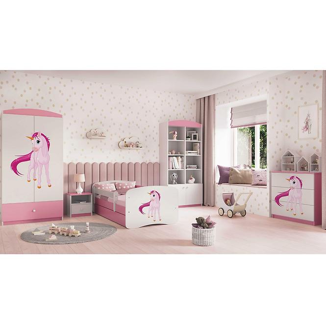 Detská Posteľ. Babydreams+Sz+M Ružová 70x140 Jednorožec,5
