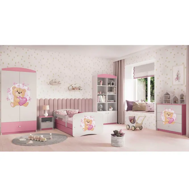 Detská Posteľ. Babydreams+Sz+M Ružová 70x140 Medveď s motýlmi,7