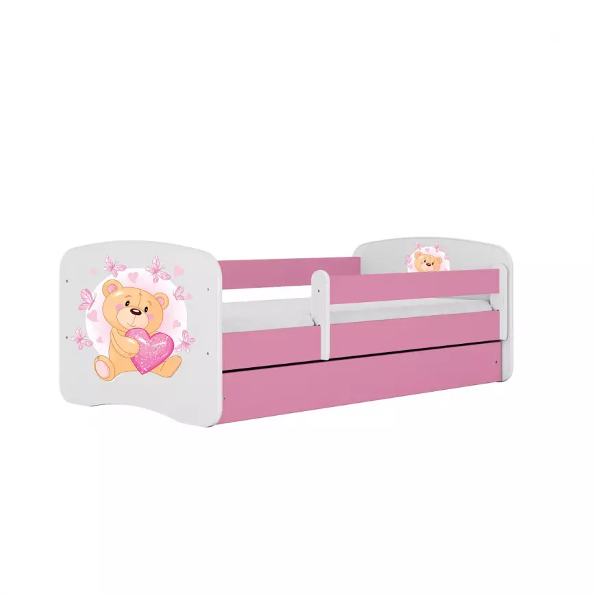 Detská Posteľ. Babydreams+Sz+M Ružová 70x140 Medveď s motýlmi