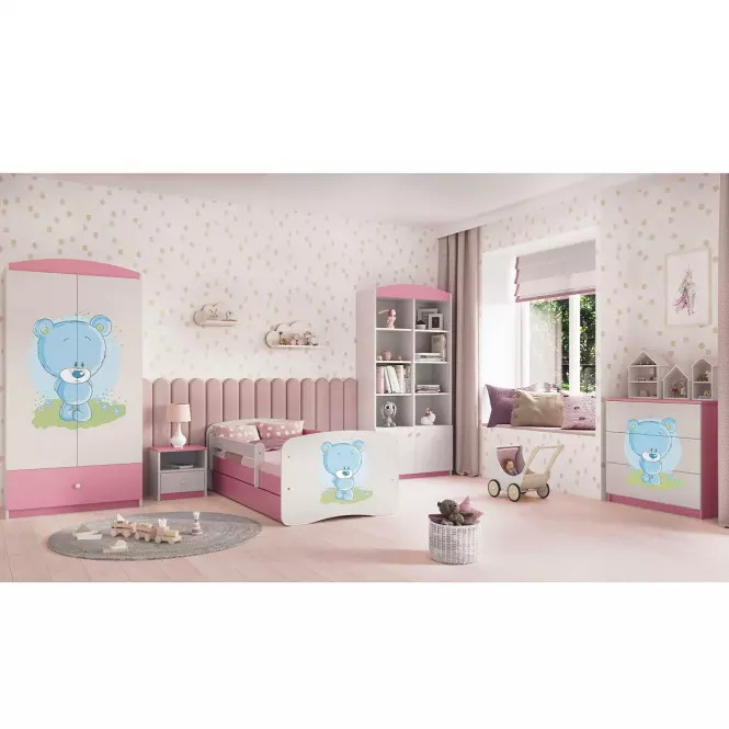 Detská Posteľ. Babydreams+Sz+M Ružová 70x140 Medveď Mod,7
