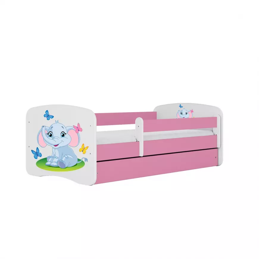 Detská Posteľ. Babydreams+Sz+M Ružová 70x140 Slon