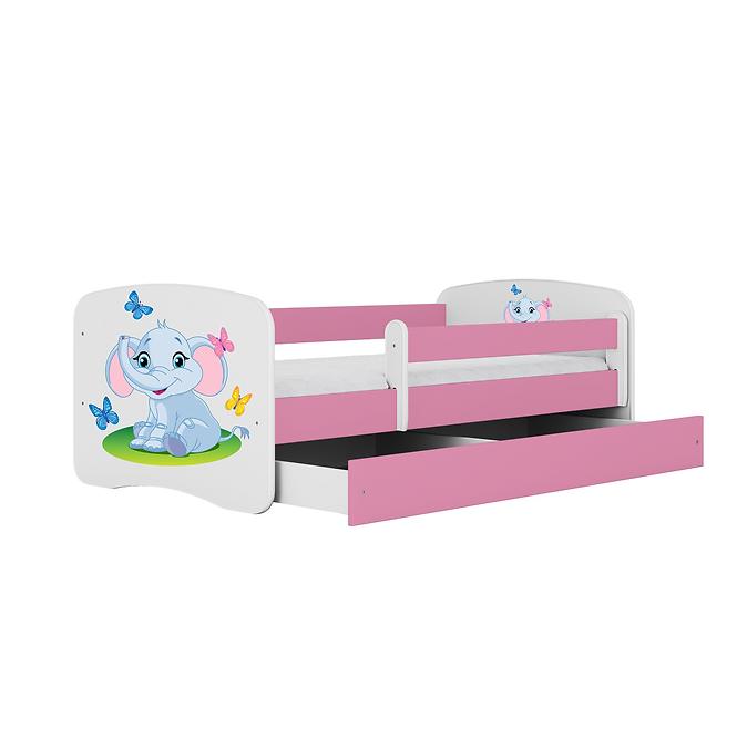 Detská Posteľ. Babydreams+Sz+M Ružová 70x140 Slon,3