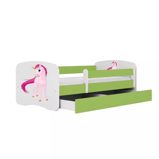 Detská Posteľ. Babydreams+Sz+M Zelená 70x140 Jednorožec