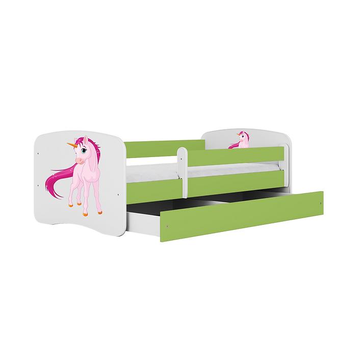 Detská Posteľ. Babydreams+Sz+M Zelená 70x140 Jednorožec