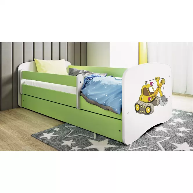 Detská Posteľ. Babydreams+Sz+M Zelená 70x140 Rýpadlo,5