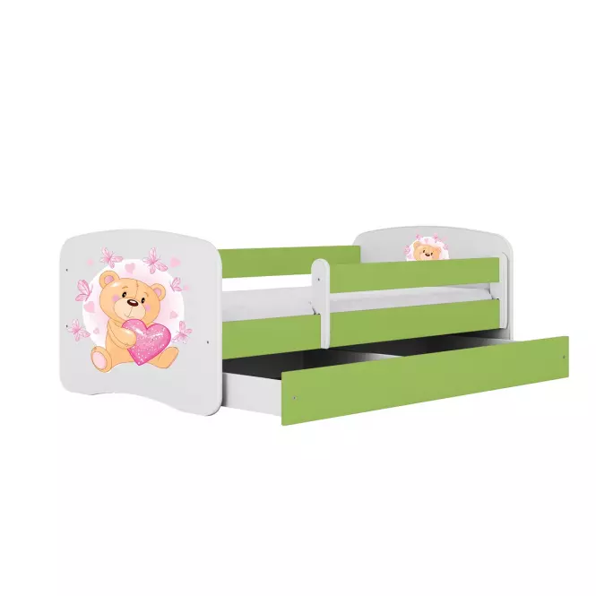 Detská Posteľ. Babydreams+Sz+M Zelená 70x140 Medveď Bot