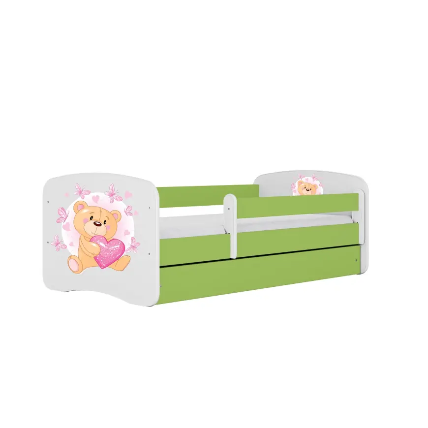 Detská Posteľ. Babydreams+Sz+M Zelená 70x140 Medveď s motýľmi