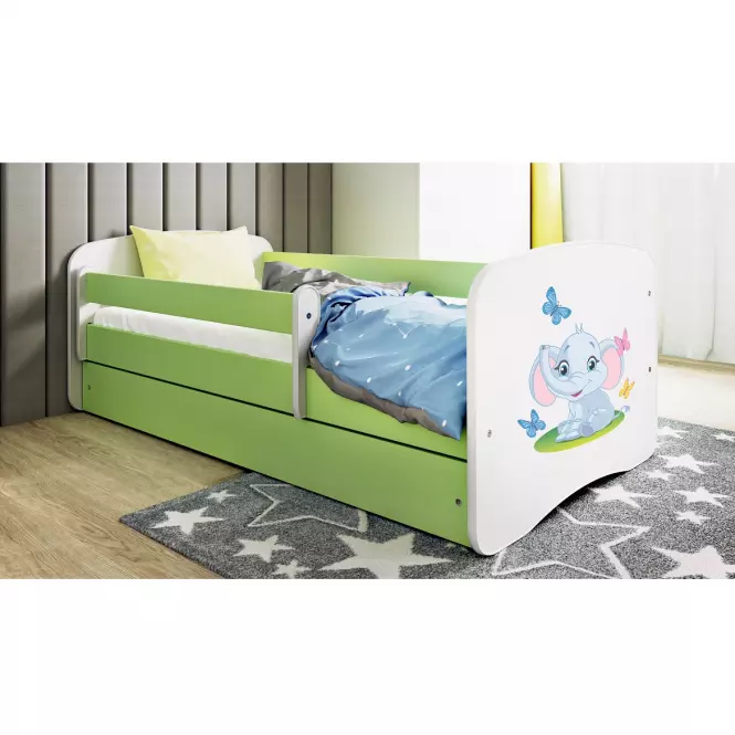 Detská Posteľ. Babydreams+Sz+M Zelená 70x140 Slon
