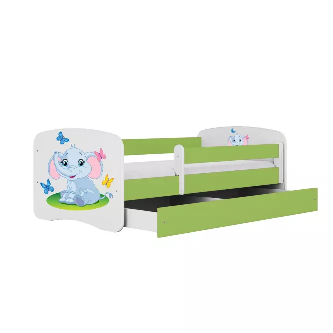 Detská Posteľ. Babydreams+Sz+M Zelená 70x140 Slon