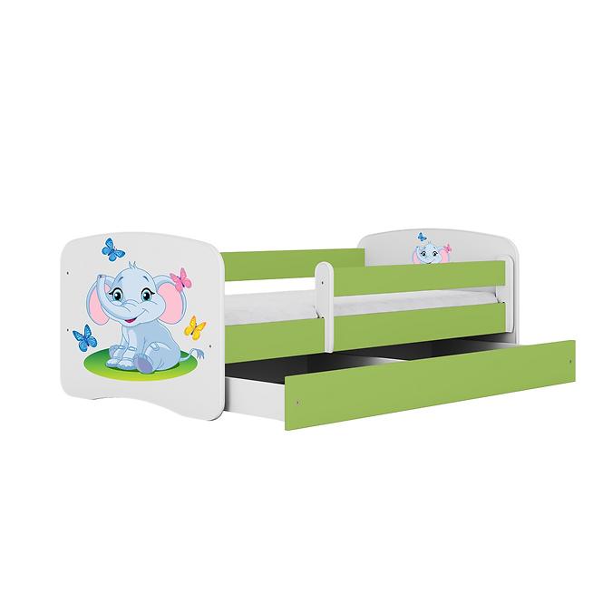 Detská Posteľ. Babydreams+Sz+M Zelená 70x140 Slon