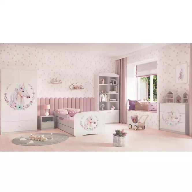 Detská Posteľ. Babydreams+Sz+M Biely 80x160 Horse