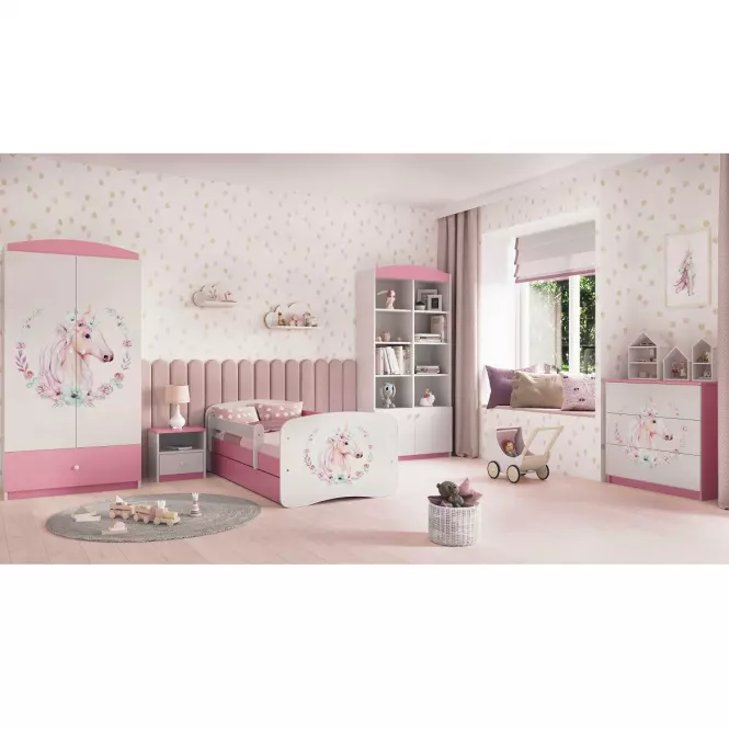 Detská Posteľ. Babydreams+Sz+M Ružová 80x160 Horse