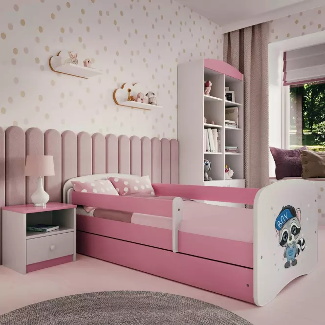 Detská Posteľ. Babydreams+Sz+M Ružová 80x160 medvedík čistotný