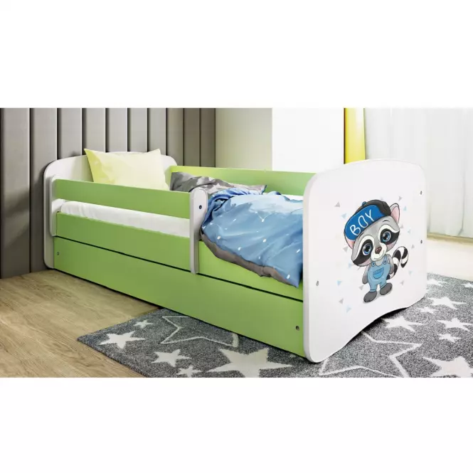 Detská Posteľ. Babydreams+Sz+M Zelená 80x160 medvedík čistotný