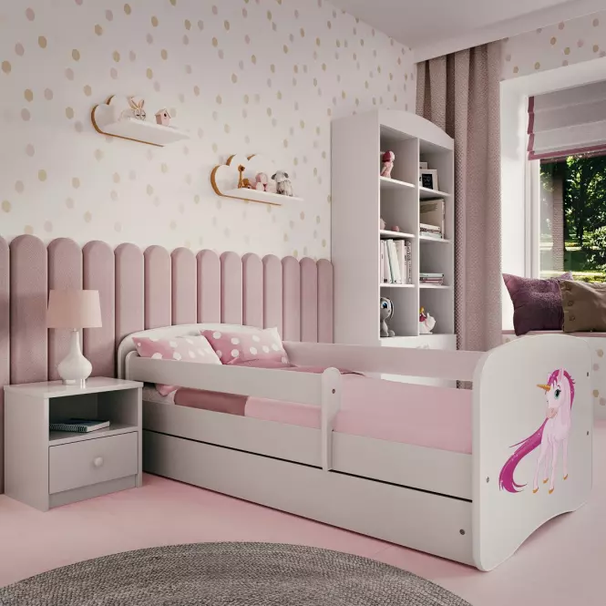 Detská Posteľ. Babydreams+Sz+M Biely 80x160 Jednorožec
