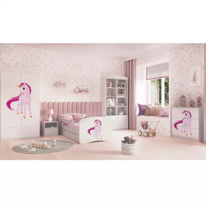 Detská Posteľ. Babydreams+Sz+M Biely 80x160 Jednorožec