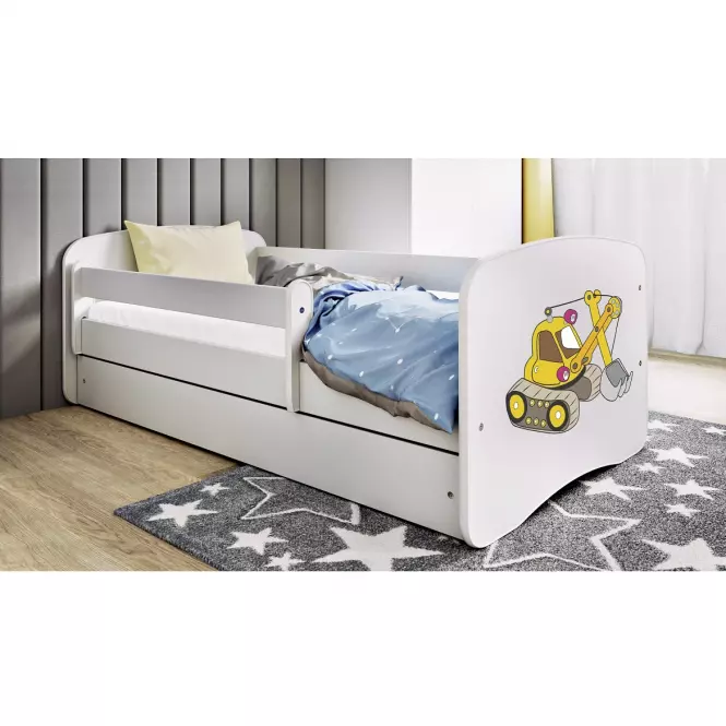 Detská Posteľ. Babydreams+Sz+M Biely 80x160 Rýpadlo