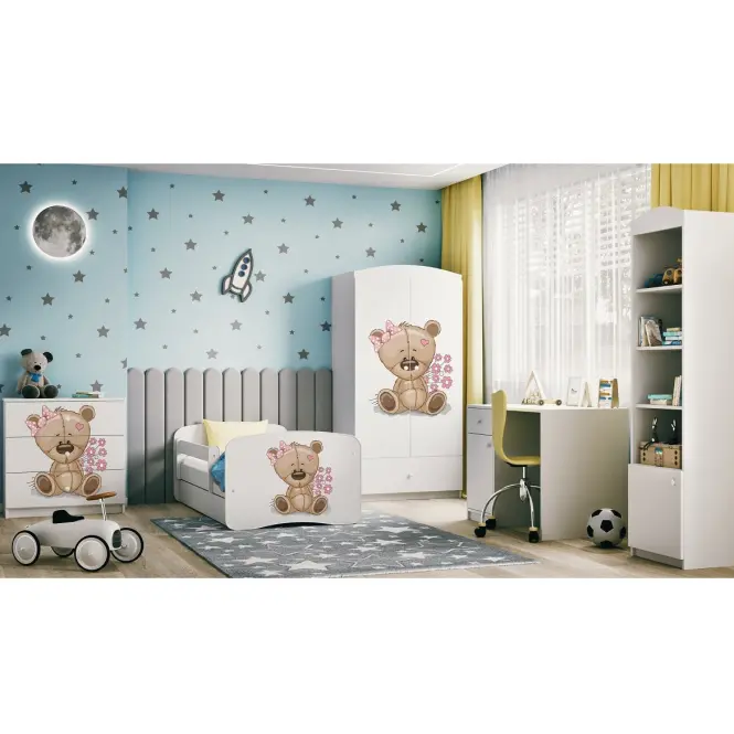 Detská Posteľ. Babydreams+Sz+M Biela 80x160 Medveď s kvetmi,5