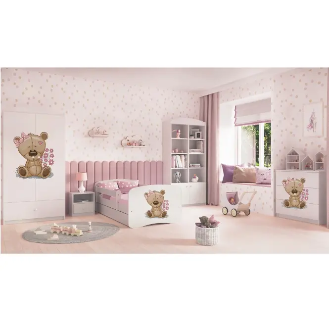 Detská Posteľ. Babydreams+Sz+M Biela 80x160 Medveď s kvetmi,6