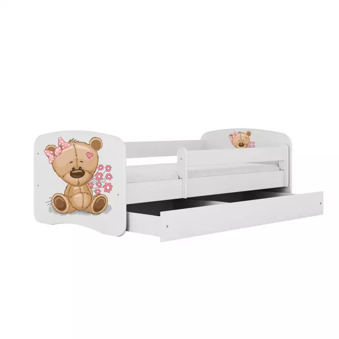 Detská Posteľ. Babydreams+Sz+M Biela 80x160 Medveď s kvetmi