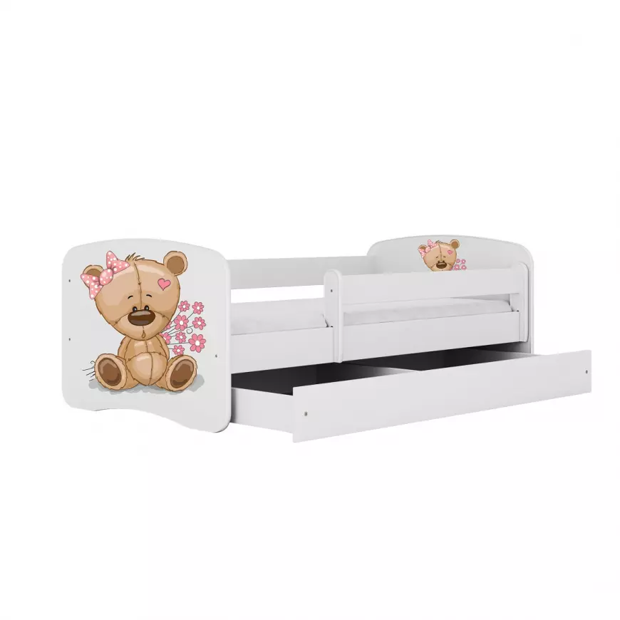 Detská Posteľ. Babydreams+Sz+M Biela 80x160 Medveď s kvetmi