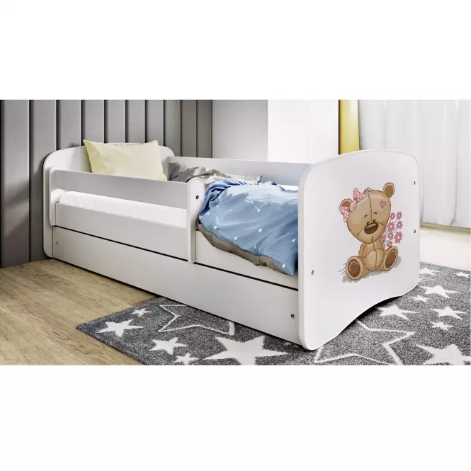 Detská Posteľ. Babydreams+Sz+M Biely 80x160 Medveď Kvet