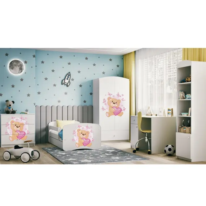 Detská Posteľ. Babydreams+Sz+M Biely 80x160 Medveď s motýľmi,7