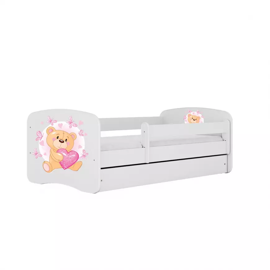 Detská Posteľ. Babydreams+Sz+M Biely 80x160 Medveď s motýľmi