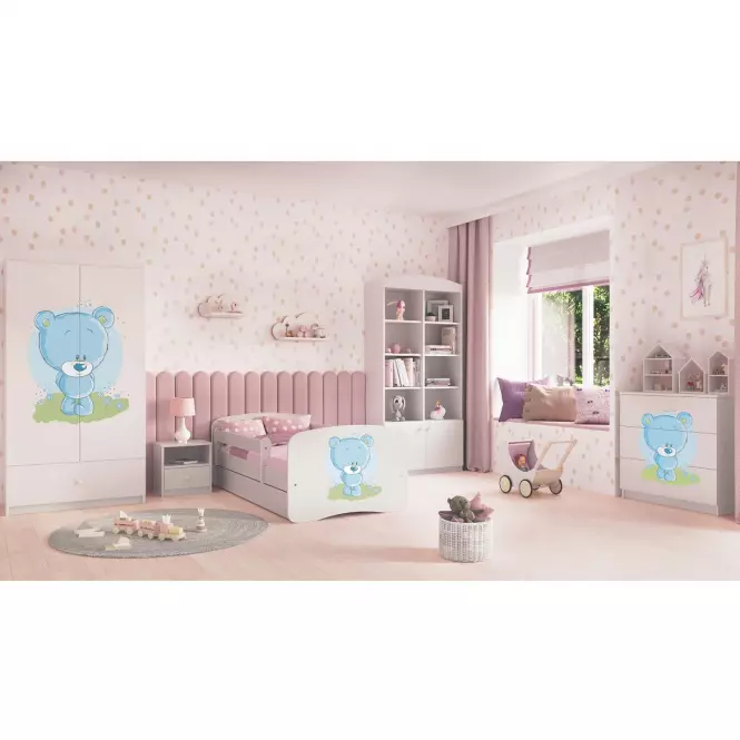 Detská Posteľ. Babydreams+Sz+M Biely 80x160 Medveď Modr