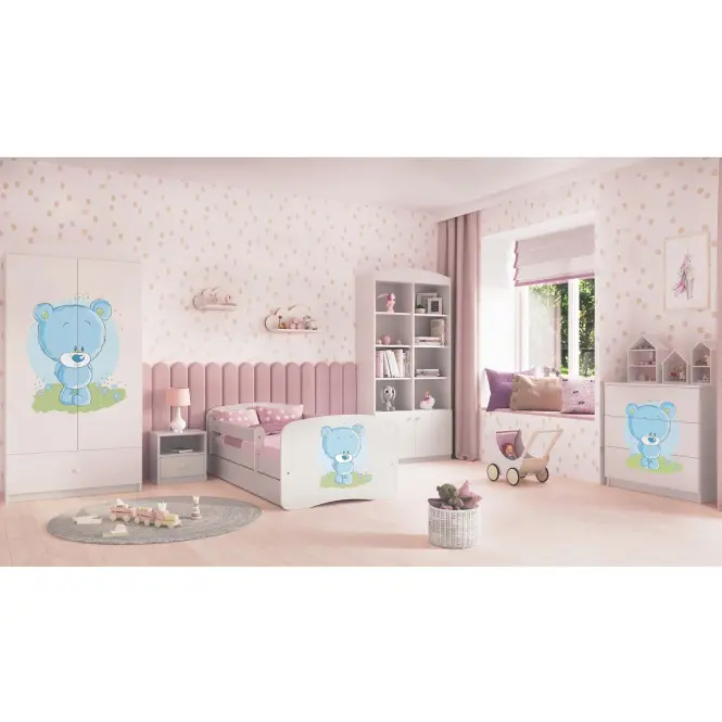 Detská Posteľ. Babydreams+Sz+M Biely 80x160 Medveď Modrý