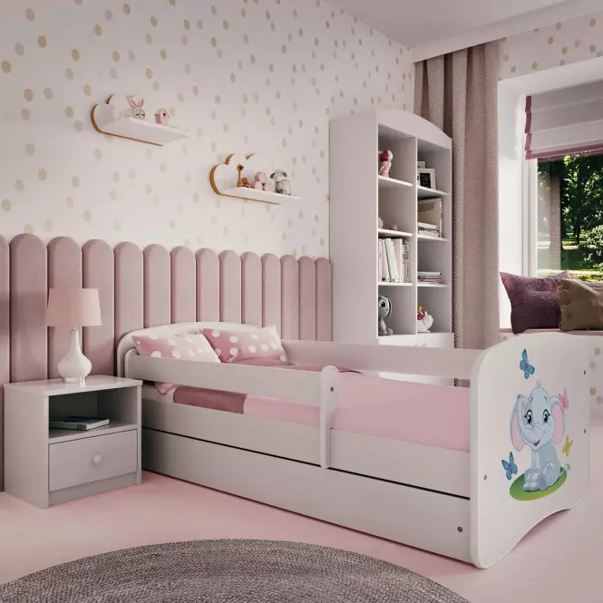 Detská Posteľ. Babydreams+Sz+M Biely 80x160 Slon