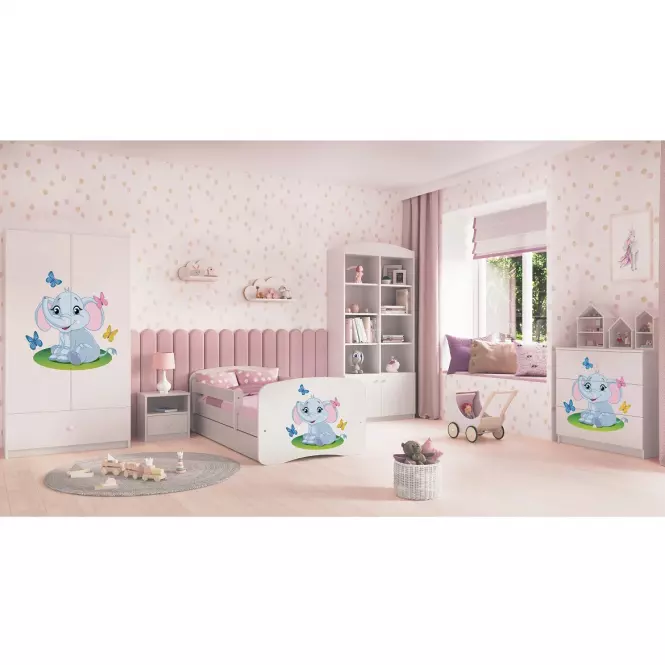 Detská Posteľ. Babydreams+Sz+M Biely 80x160 Slon
