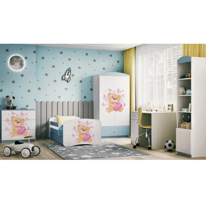 Detská Posteľ. Babydreams+Sz+M Modrá 80x160 Medveď s motýľmi,3