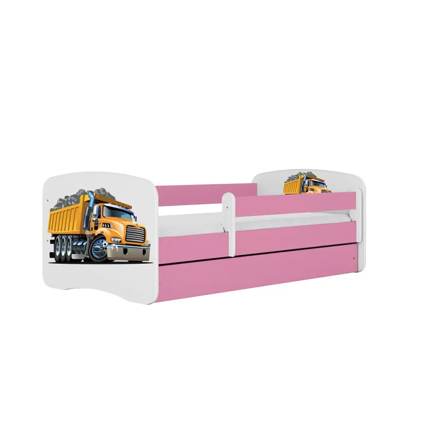 Detská posteľ Babydreams+Sz+M ružový 80x160 nákladné auto