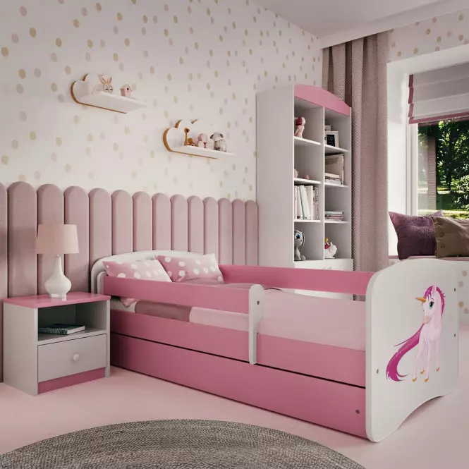 Detská Posteľ. Babydreams+Sz+M Ružová 80x160 Jednorožec,4