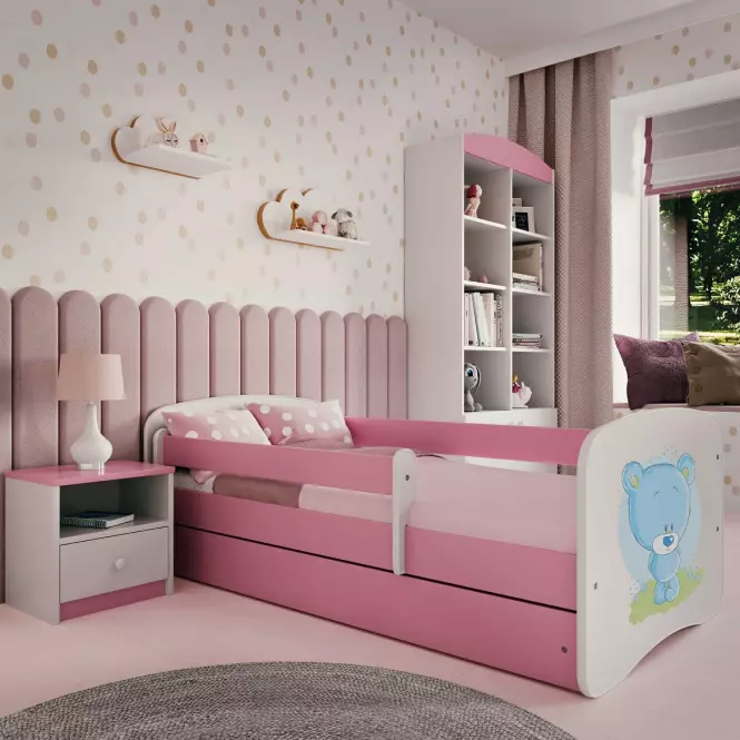 Detská Posteľ. Babydreams+Sz+M Ružová 80x160 Medveď Mod