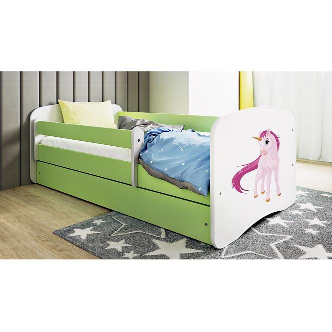 Detská Posteľ. Babydreams+Sz+M Zelená 80x160 Jednorožec