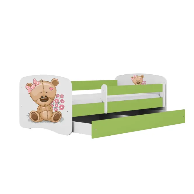 Detská Posteľ. Babydreams+Sz+M zelená 80x160 Medveď s kvetmi,3