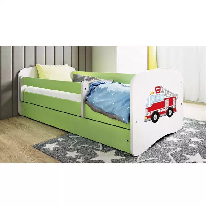 Detská Posteľ. Babydreams+Sz+M Zelená 80x160 hasičský zbor,5