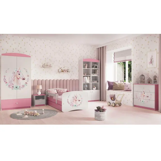 Detská Posteľ. Babydreams+Sz+M ružová 80x180 Kôň,6