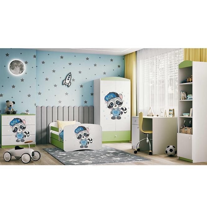 Detská Posteľ. Babydreams+Sz+M Zelená 80x180 medvedík čistotný