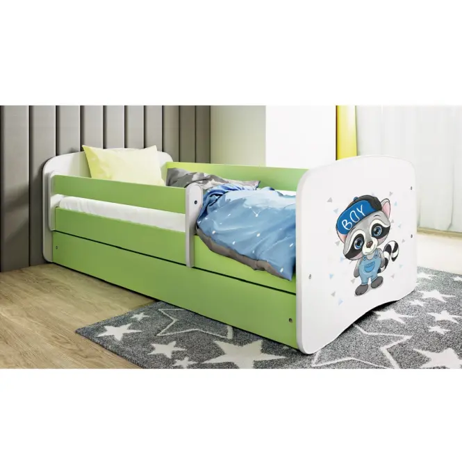 Detská Posteľ. Babydreams+Sz+M zelená 80x180 medvedík čistotný,5