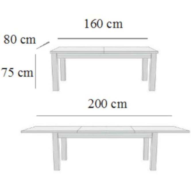 Rozkladací stôl ST28 160/200x80cm L hľuzovka B