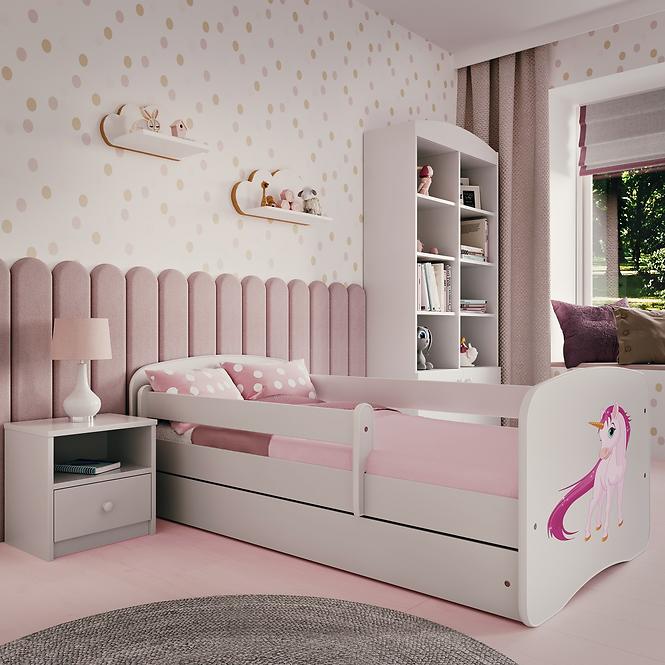 Detská Posteľ. Babydreams+Sz+M Biely 80x180 Jednorožec