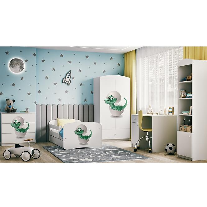 Detská Posteľ. Babydreams+Sz+M Biely 80x180 Dino