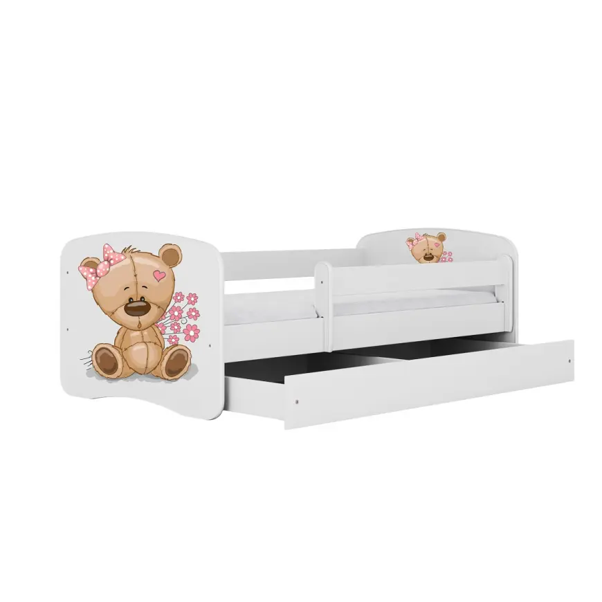 Detská Posteľ. Babydreams+Sz+M Biela 80x180 Medveď s kvetmi