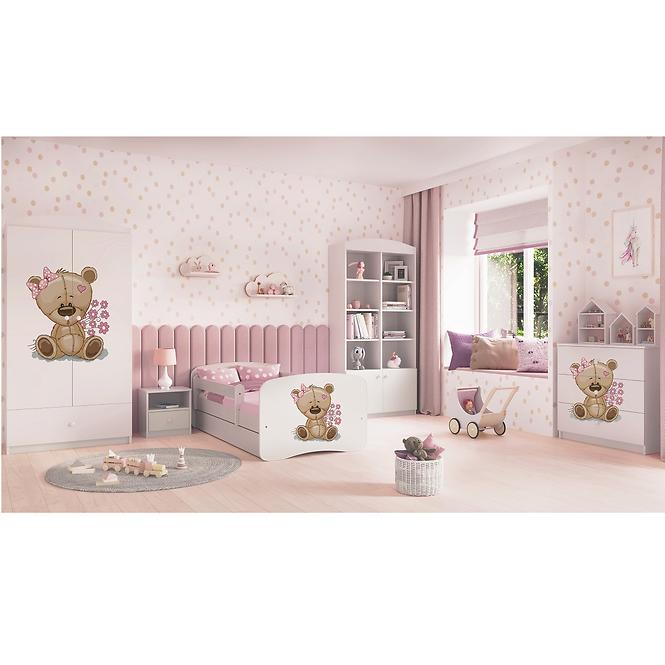 Detská Posteľ. Babydreams+Sz+M Biely 80x180 Medveď Kvet