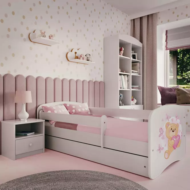 Detská Posteľ. Babydreams+Sz+M Biely 80x180 Medveď s motýľmi,4